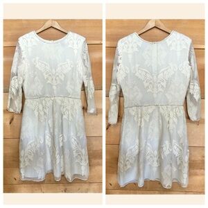 Dolce vita burnout embroidered 3/4 sleeve fit and flare dress